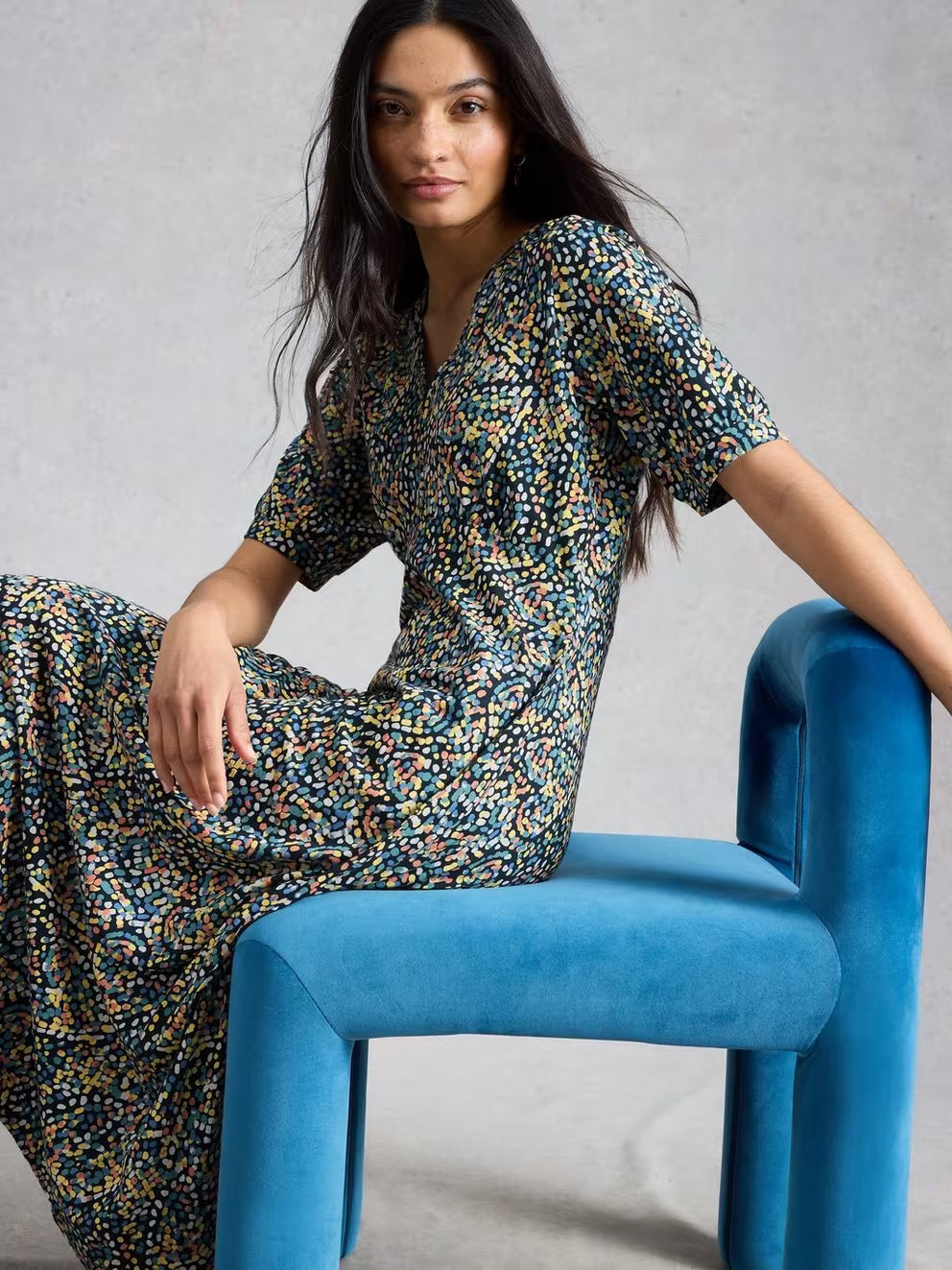 White Stuff Megan Jersey Dress - Navy Multi