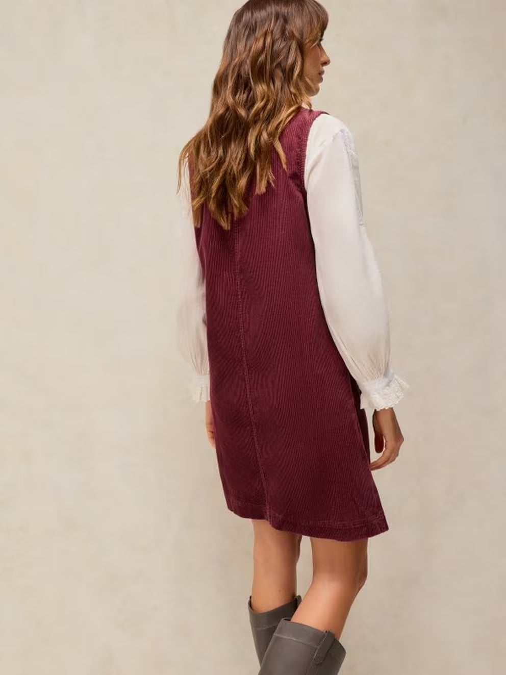 White Stuff Millie Cord Pinafore - Dusty Pink