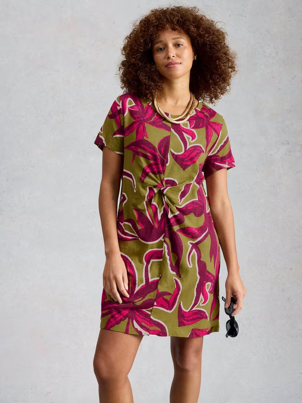 White Stuff Milly T-Shirt Dress - Green Print