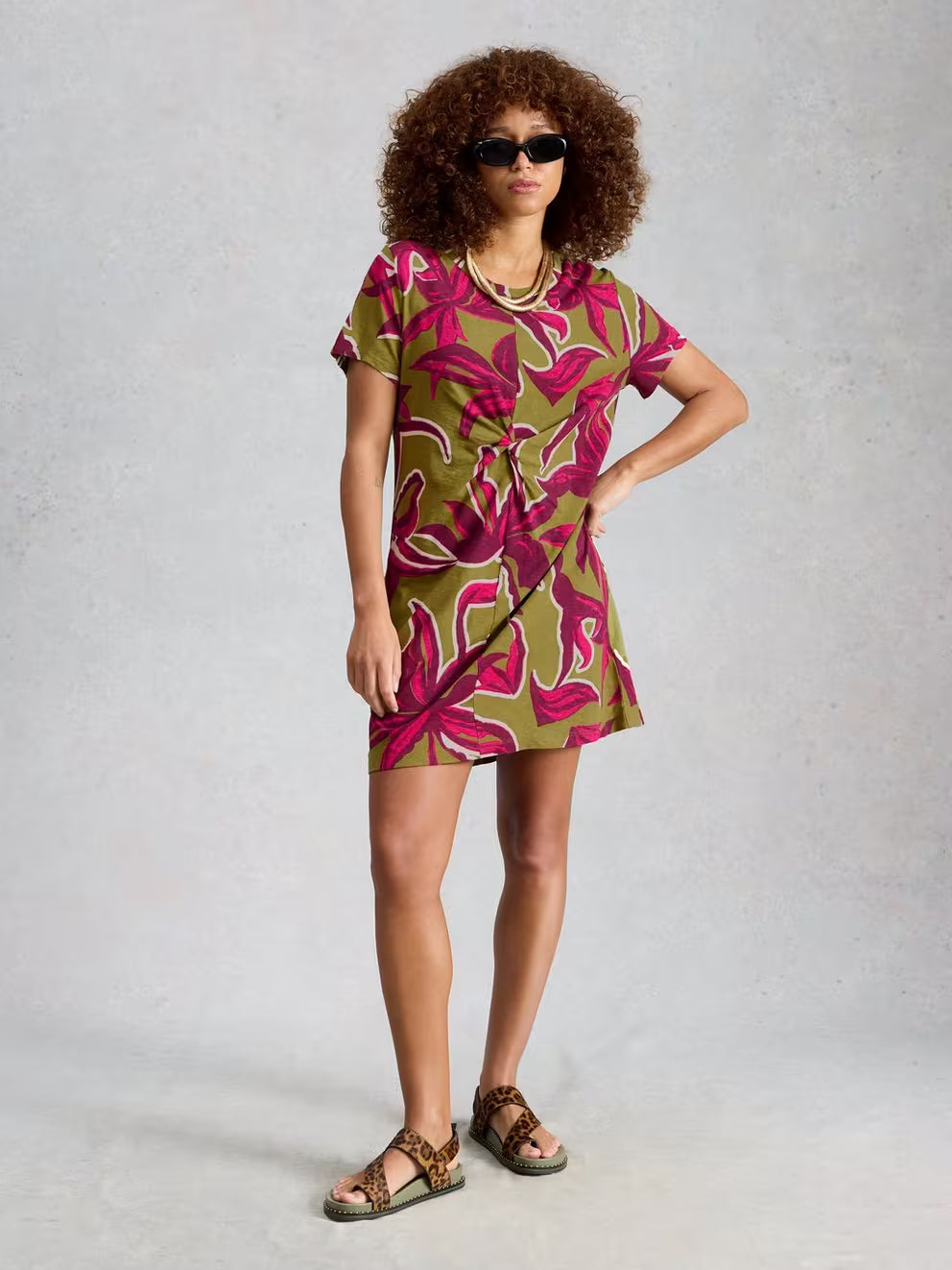 White Stuff Milly T-Shirt Dress - Green Print