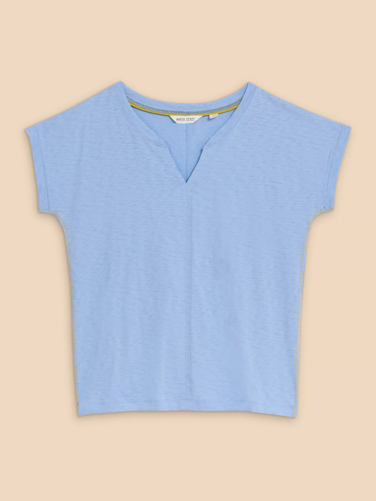 White Stuff Nelly Notch Neck Tee - Light Blue Clothing - Tops - Shirts - SS Knits by White Stuff | Grace the Boutique