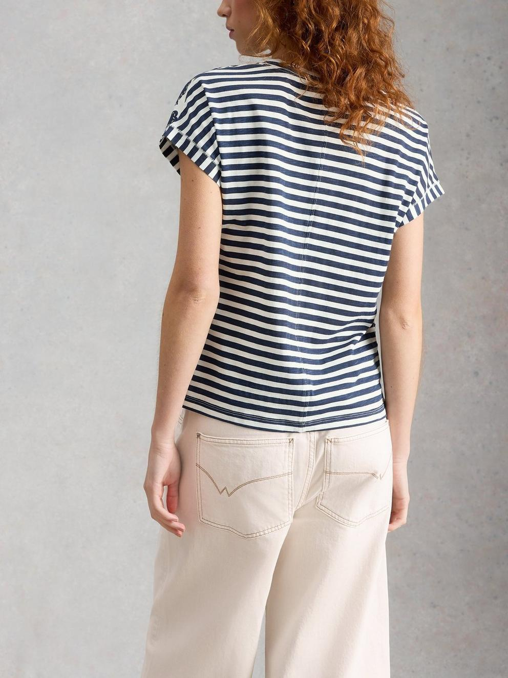 White Stuff Nelly Notch Neck Tee - Navy Multi