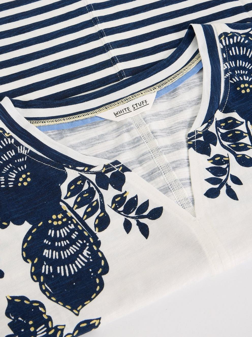 White Stuff Nelly Notch Neck Tee - Navy Multi