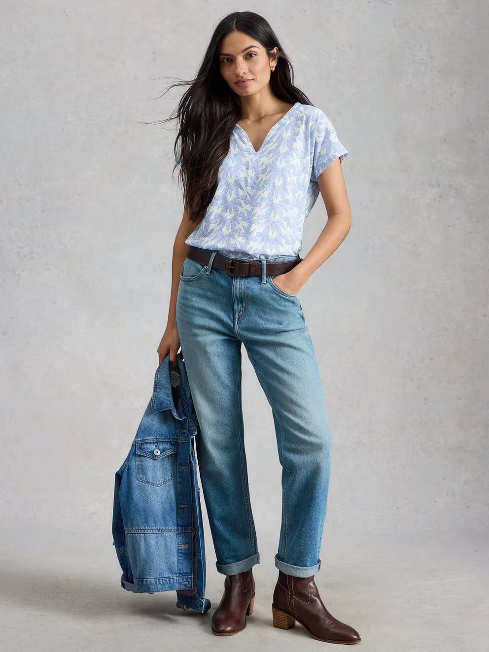 White Stuff Nelly Notch Tee - Blue Print 26