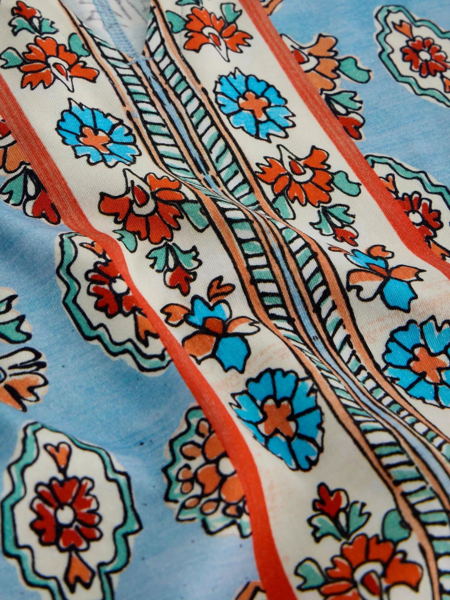 White Stuff Nelly Notch Tee - Blue Print Summer 26