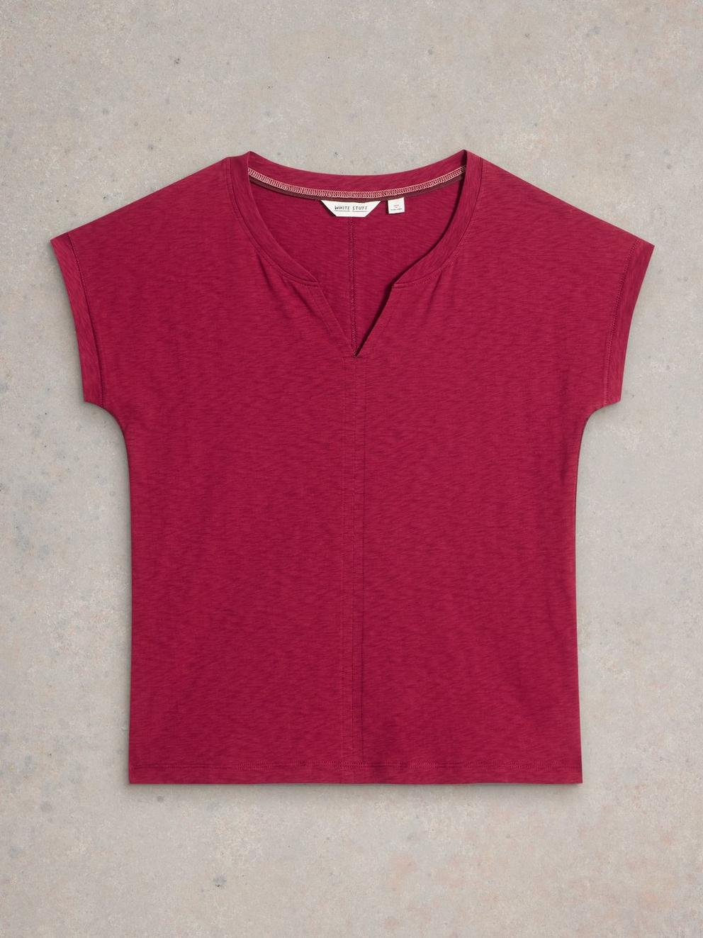 White Stuff Nelly Notch Tee - Mid Plum Clothing - Tops - Shirts - SS Knits by White Stuff | Grace the Boutique