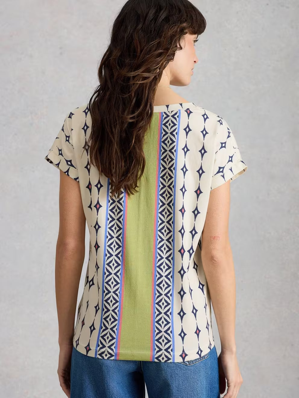 White Stuff Nelly Notch Tee - White Multi 26