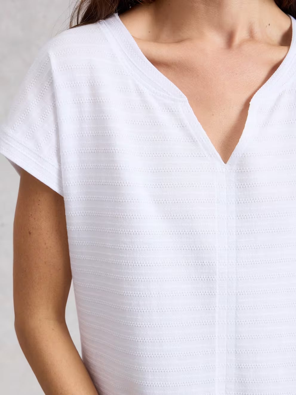 White Stuff Nelly Notch Texture Tee - White