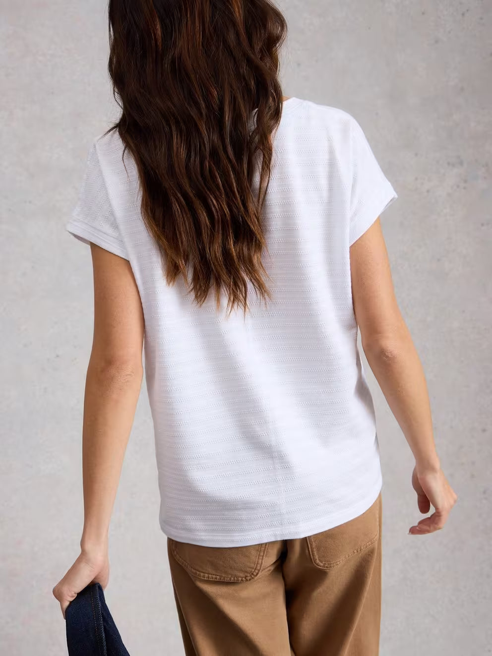 White Stuff Nelly Notch Texture Tee - White