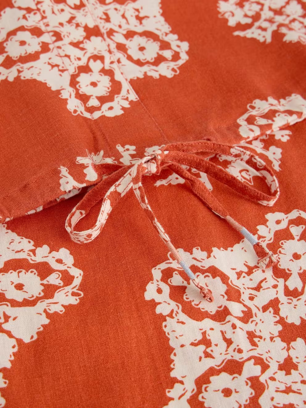 White Stuff Nicole Linen Blend Top - Red Print