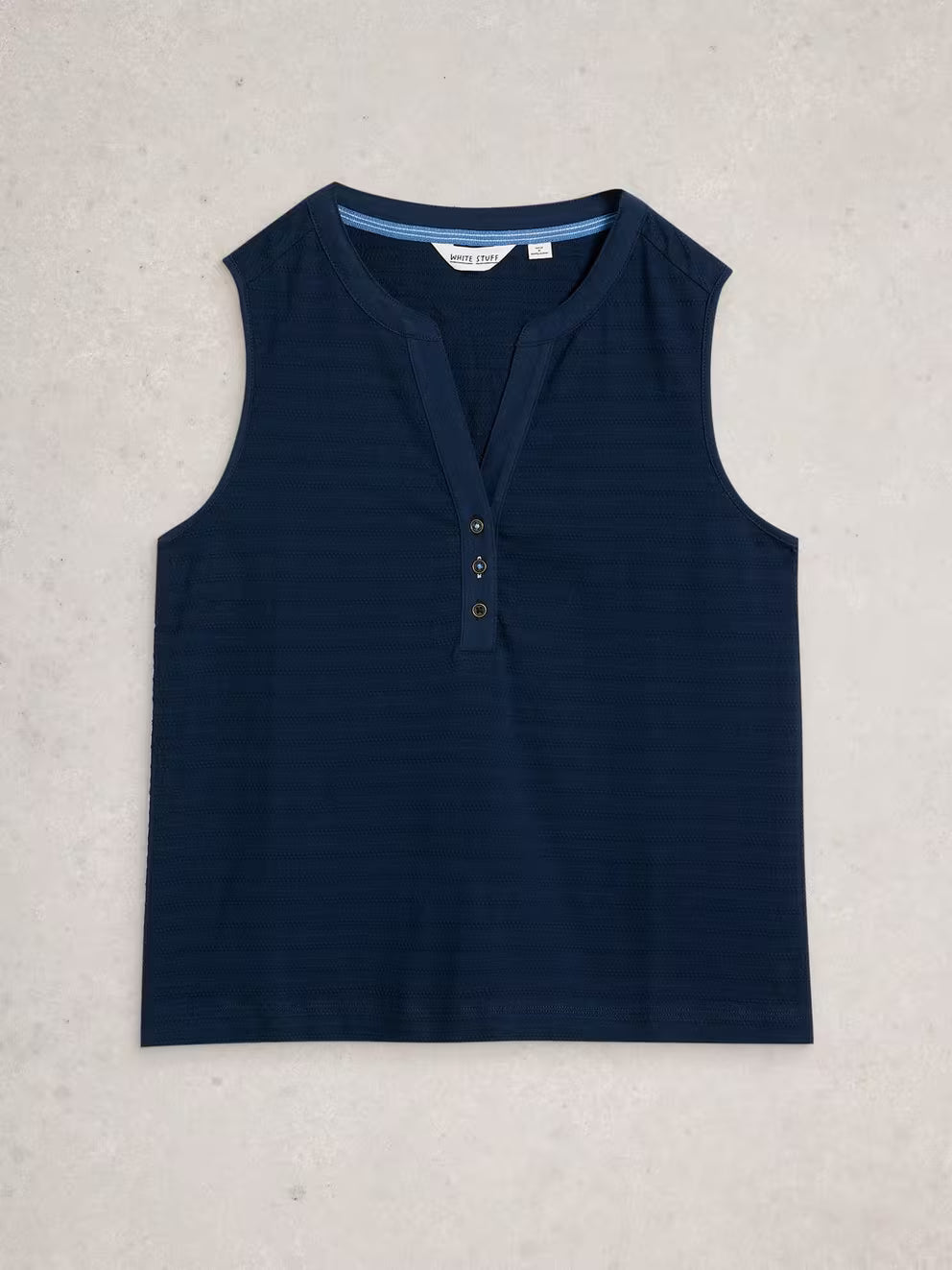 White Stuff Nora Texture Notch Vest - Dark Navy