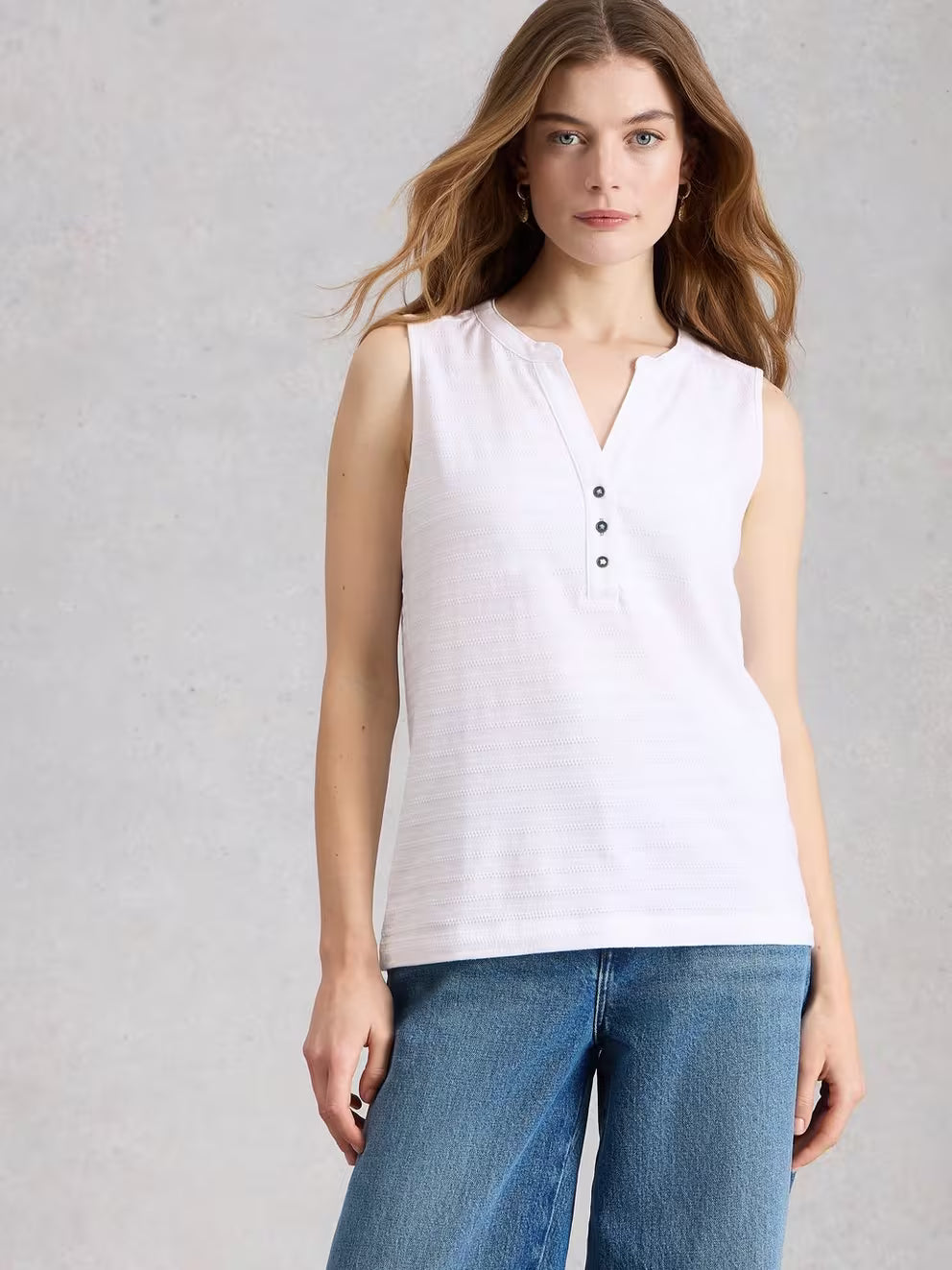 White Stuff Nora Texture Notch Vest - White