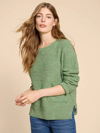 White Stuff Northbank Jumper - Mid Green Clothing - Tops - Sweaters - Pullovers - Heavy Knit Pullovers by White Stuff | Grace the Boutique