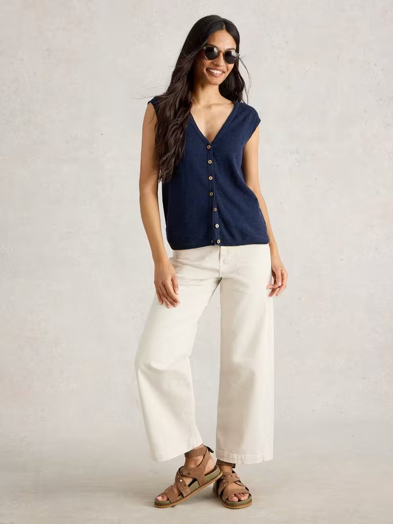 White Stuff Nova Linen Blend Tank - Dark Navy