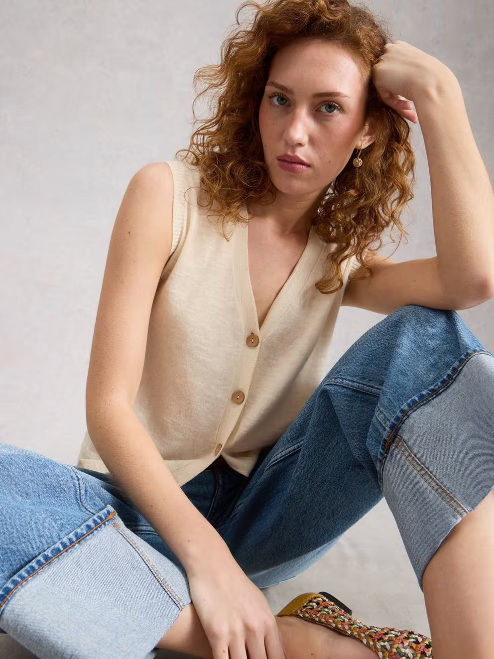 White Stuff Nova Linen Blend Tank - Natural White