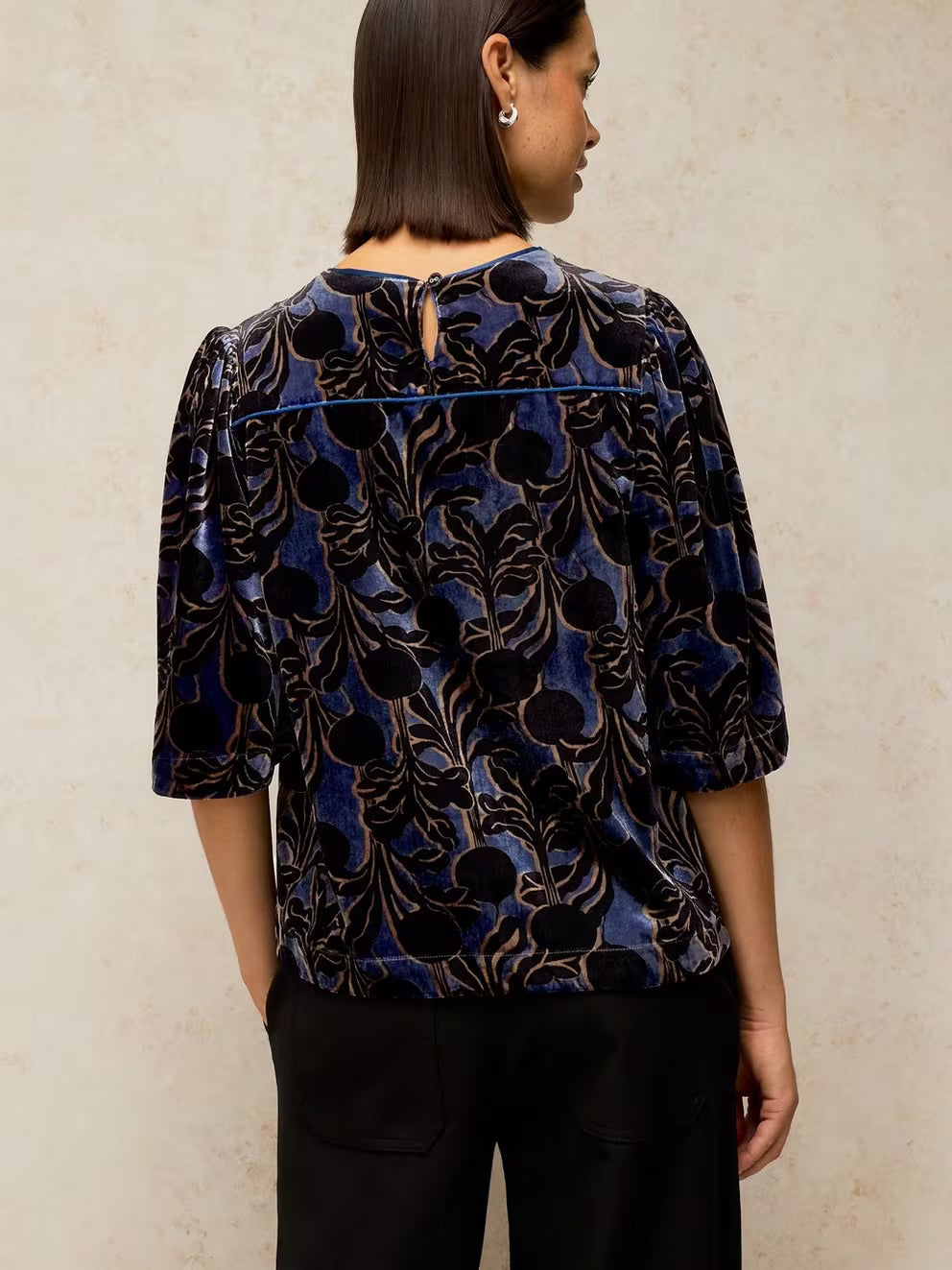 White Stuff Nova Velvet Shell - Blue Print