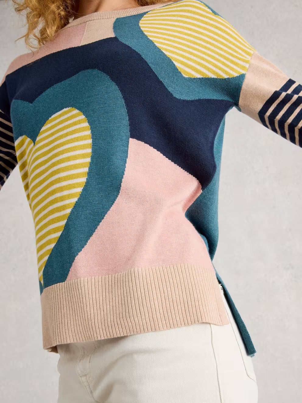 White Stuff Olive Heart Jumper - Blue Multi