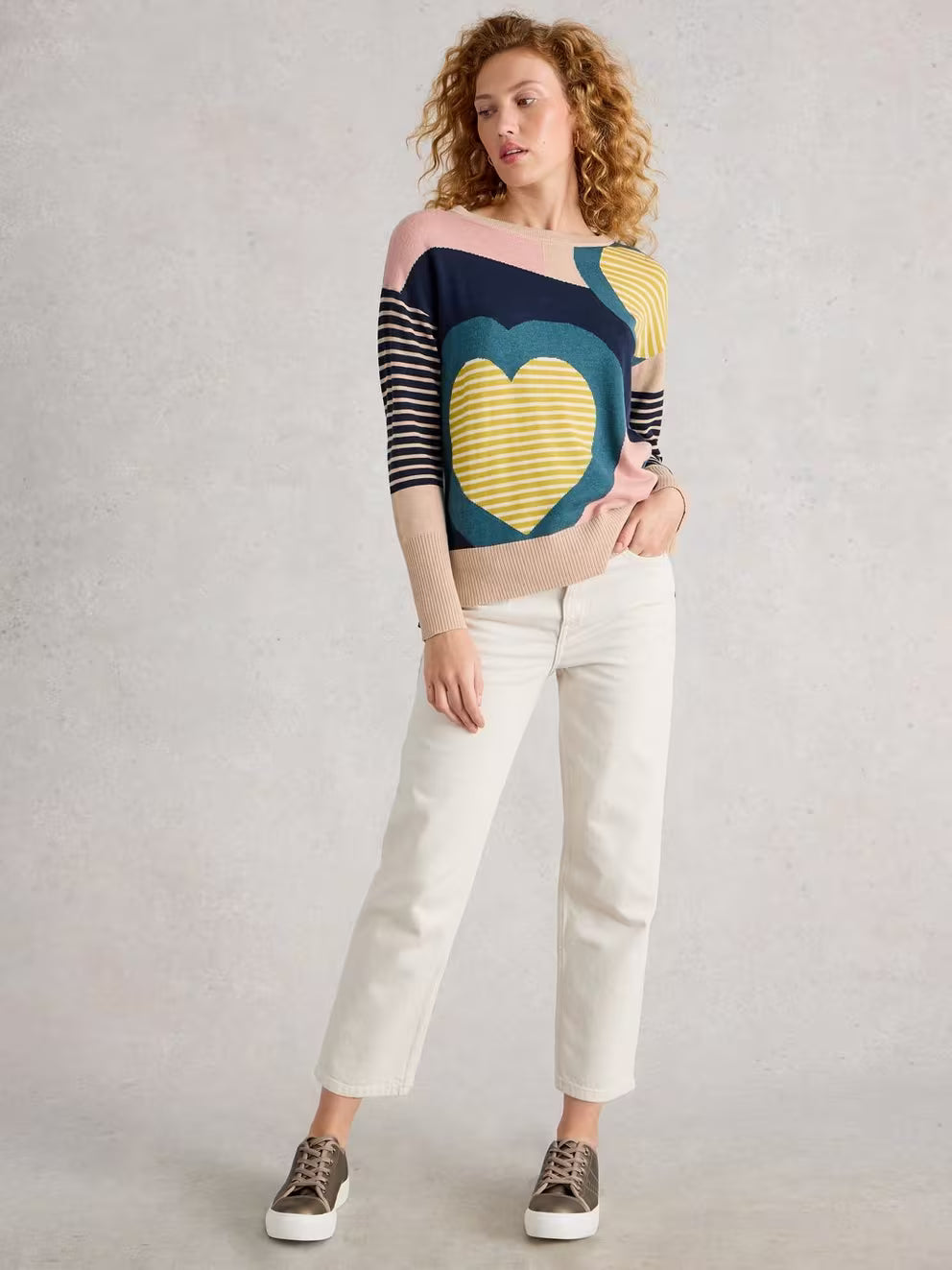 White Stuff Olive Heart Jumper - Blue Multi