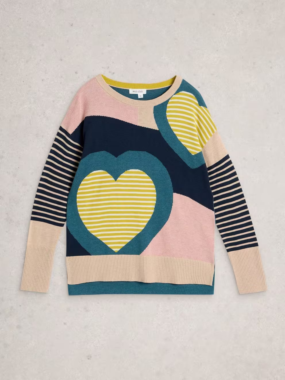 White Stuff Olive Heart Jumper - Blue Multi