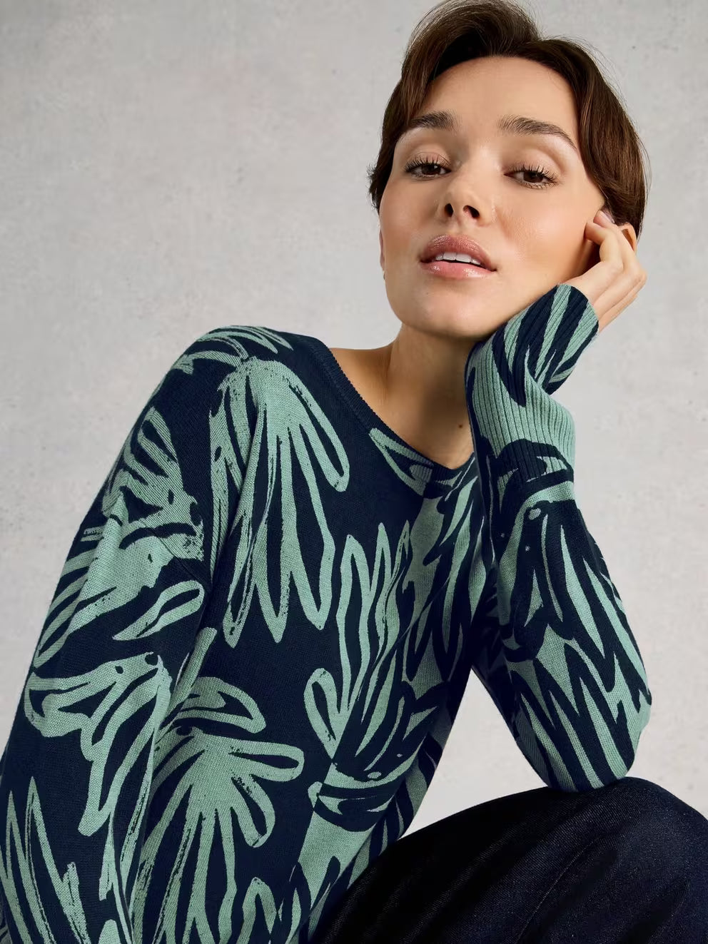 White Stuff Olive Print Jumper - Blue Print 26