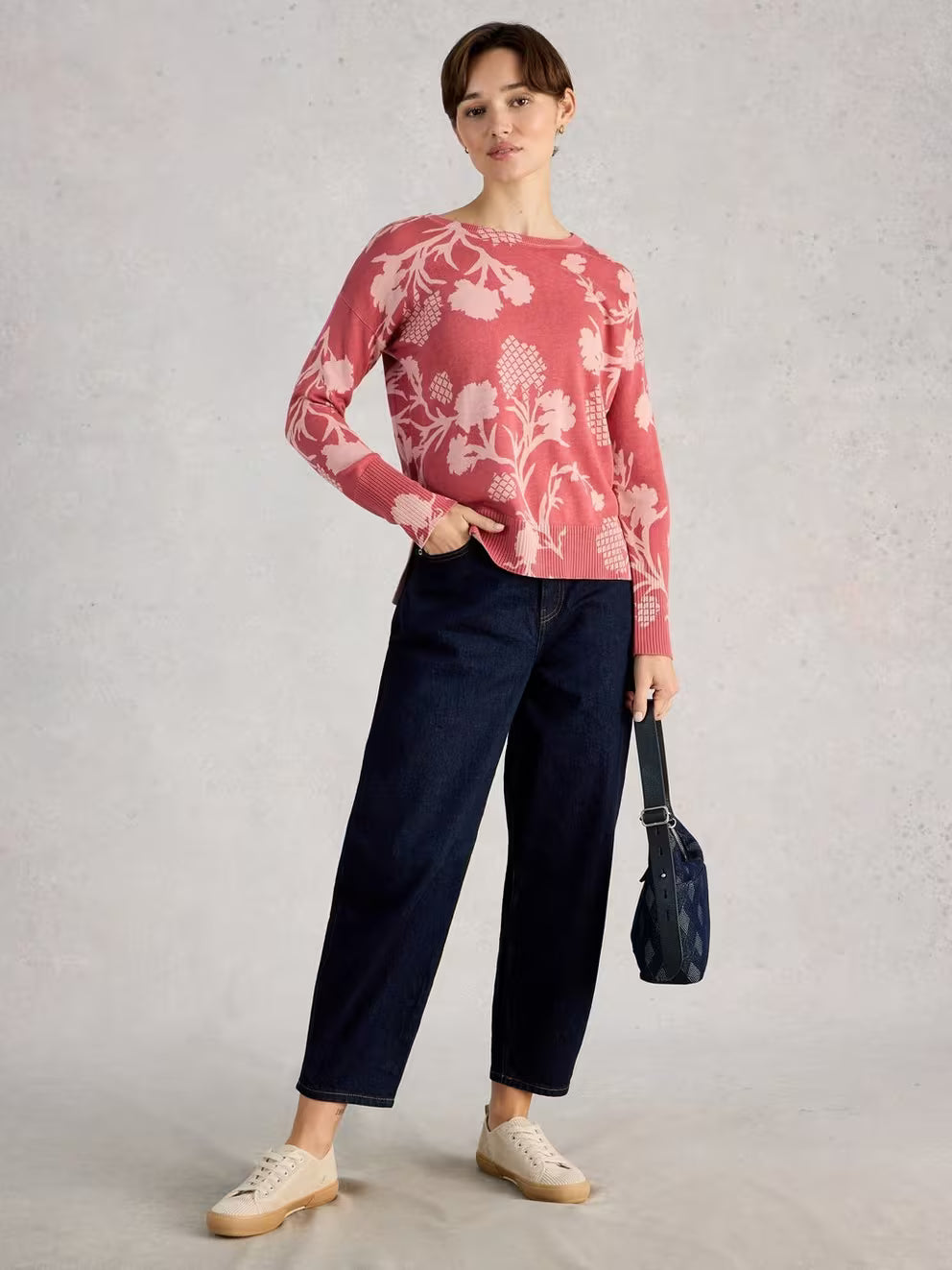 White Stuff Olive Print Jumper - Pink Print