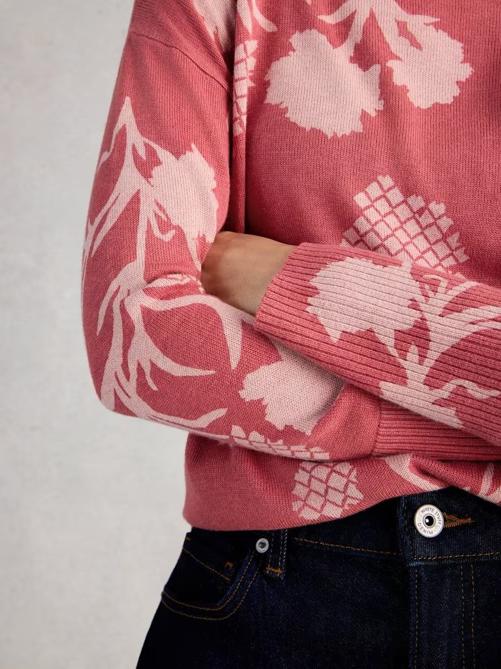 White Stuff Olive Print Jumper - Pink Print