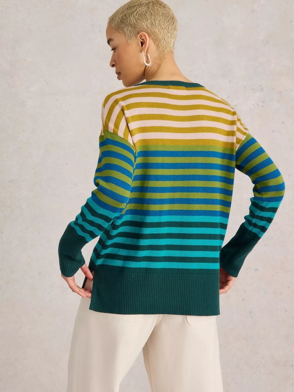 White Stuff Olive Striped Jumper - Green Clothing - Tops - Sweaters - Pullovers by White Stuff | Grace the Boutique