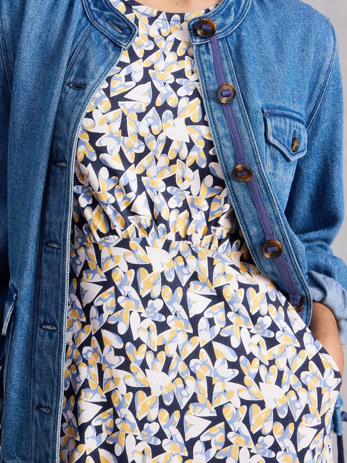 White Stuff Olivia Jersey Dress - Blue Print