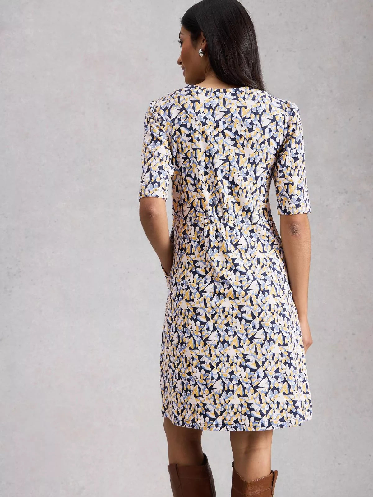 White Stuff Olivia Jersey Dress - Blue Print