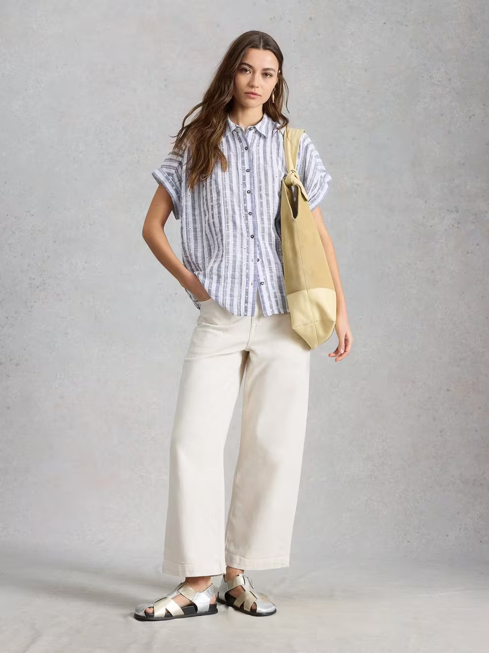 White Stuff Orla Button Through Shirt - Blue Multi