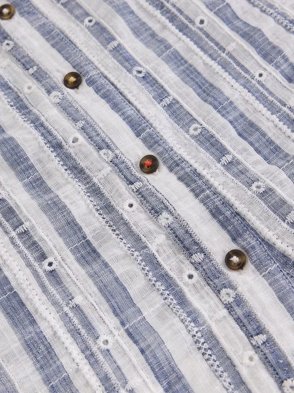 White Stuff Orla Button Through Shirt - Blue Multi