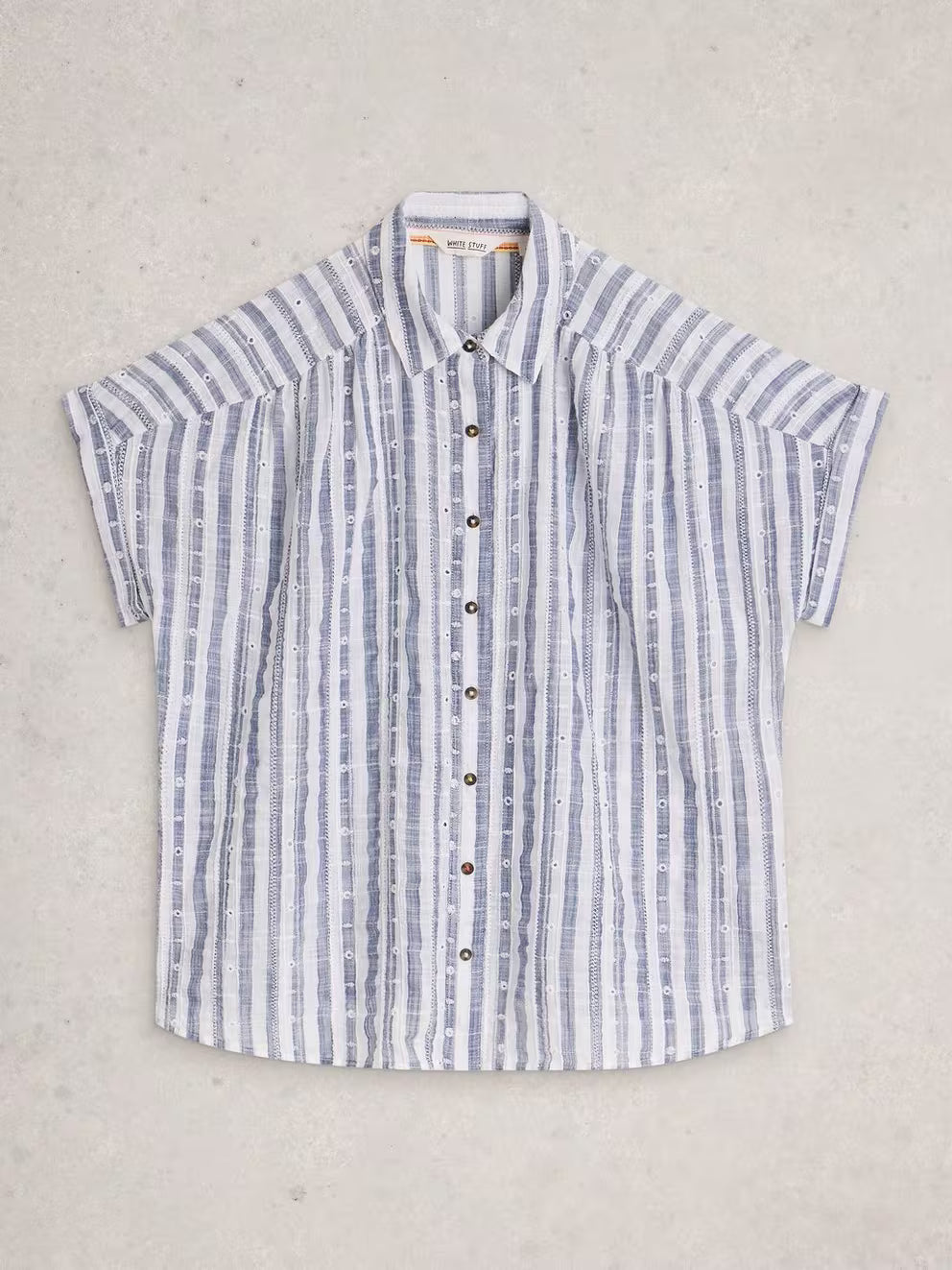 White Stuff Orla Button Through Shirt - Blue Multi