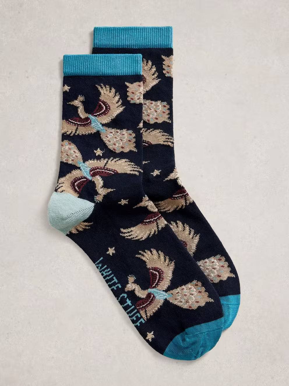 White Stuff Pattern Ankle Sock - Navy Print