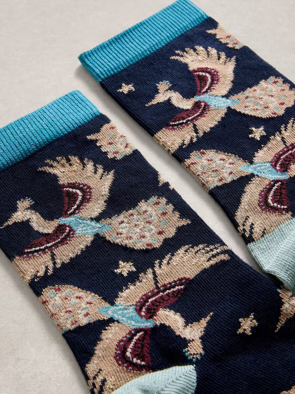 White Stuff Pattern Ankle Sock - Navy Print