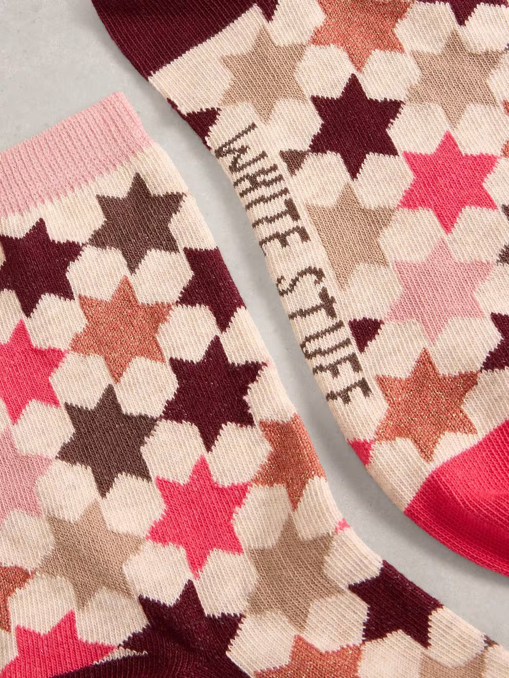 White Stuff Pattern Ankle Sock - Pink Multi