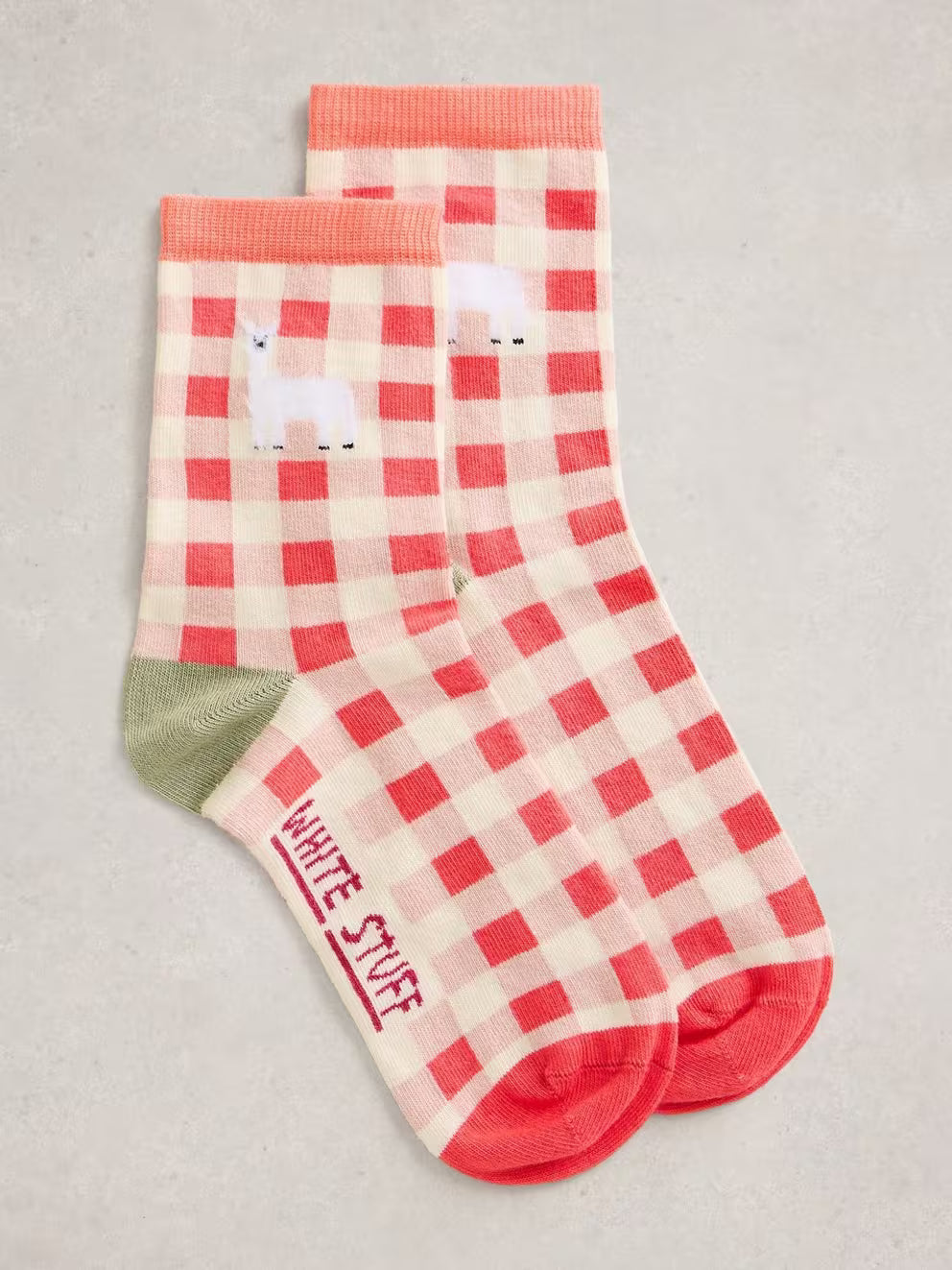 White Stuff Patterned Fluffy Ankle Sock - Coral Multi
