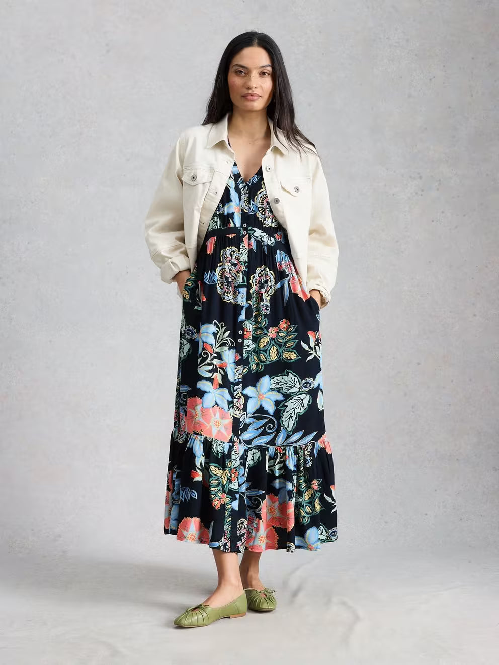 White Stuff Phoebe Midi Dress - Navy Multi
