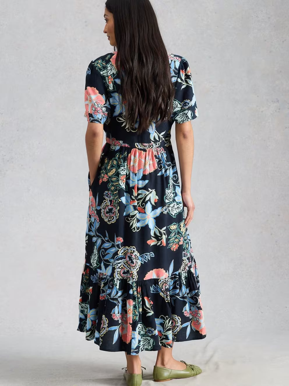 White Stuff Phoebe Midi Dress - Navy Multi