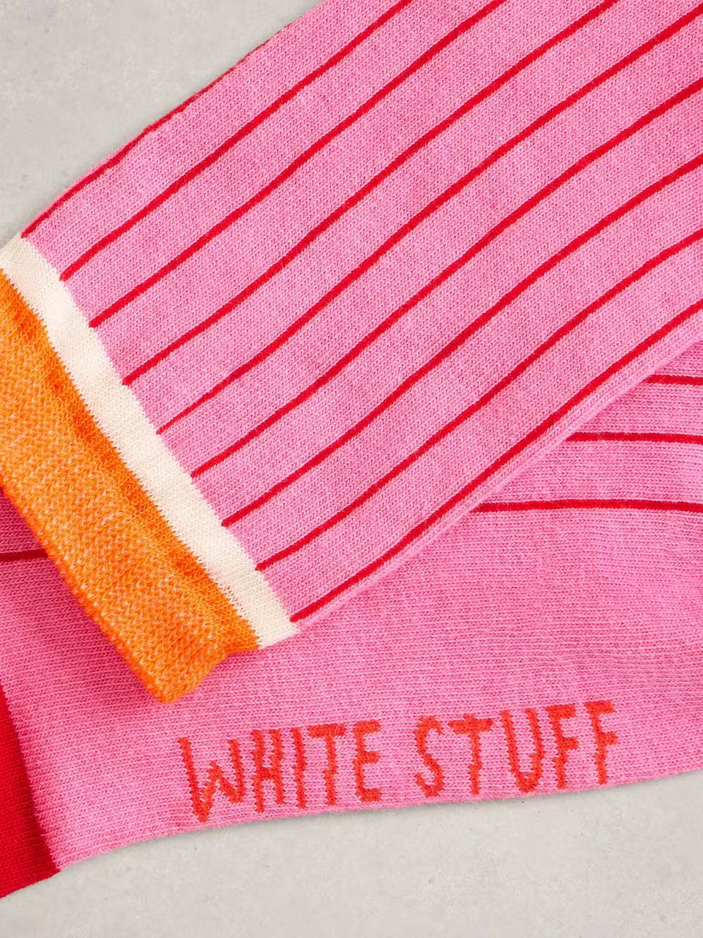 White Stuff Pop Rib Ankle Sock - Pink Multi