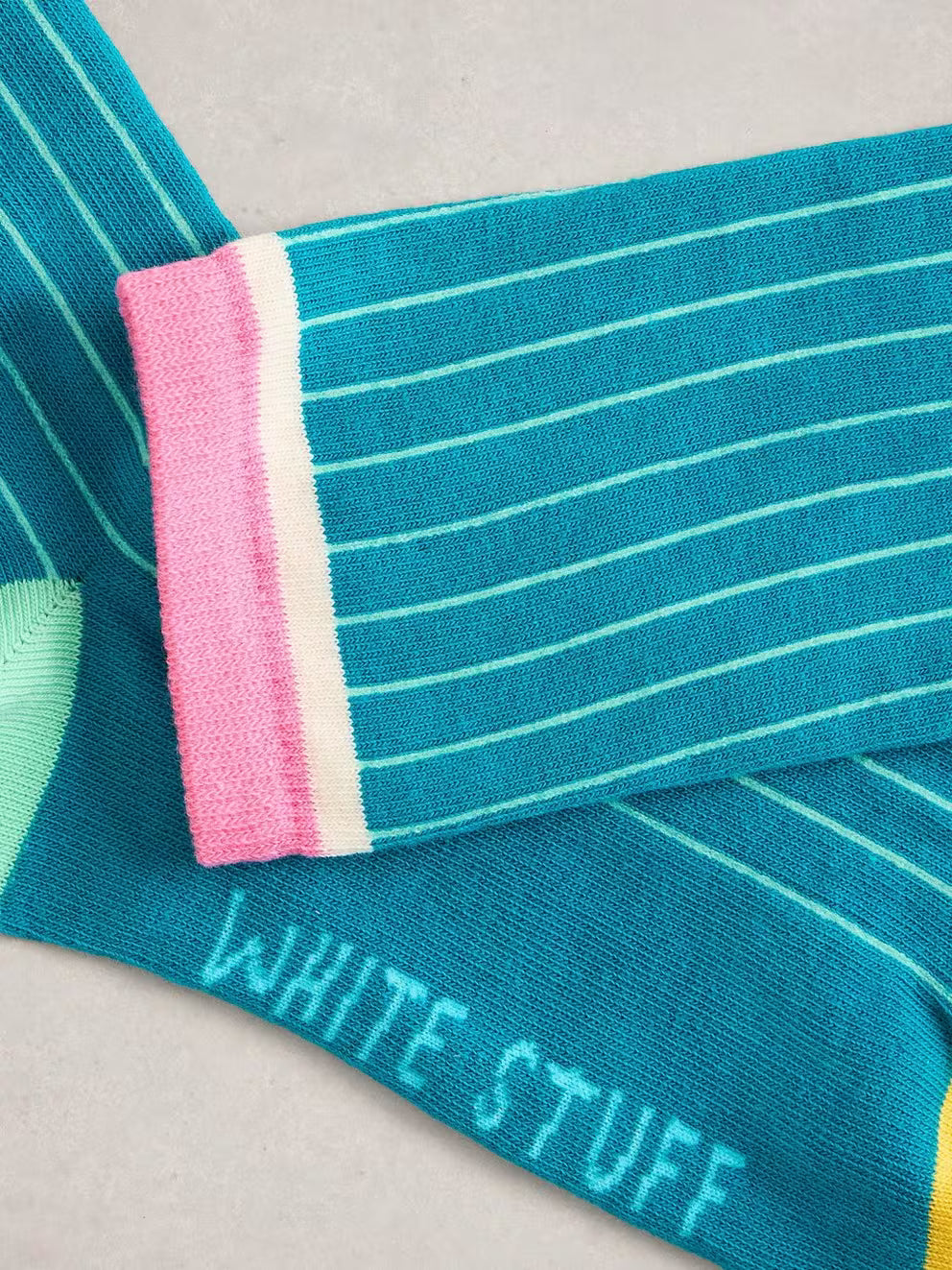 White Stuff Pop Rib Ankle Sock - Teal Multi
