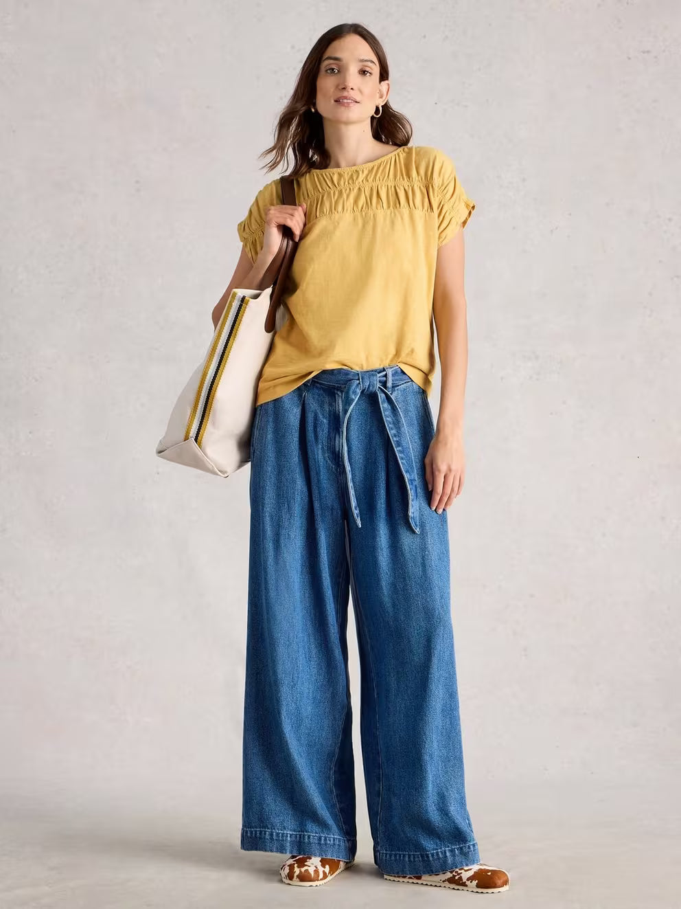 White Stuff Rachel Ruched Tee - Light Yellow