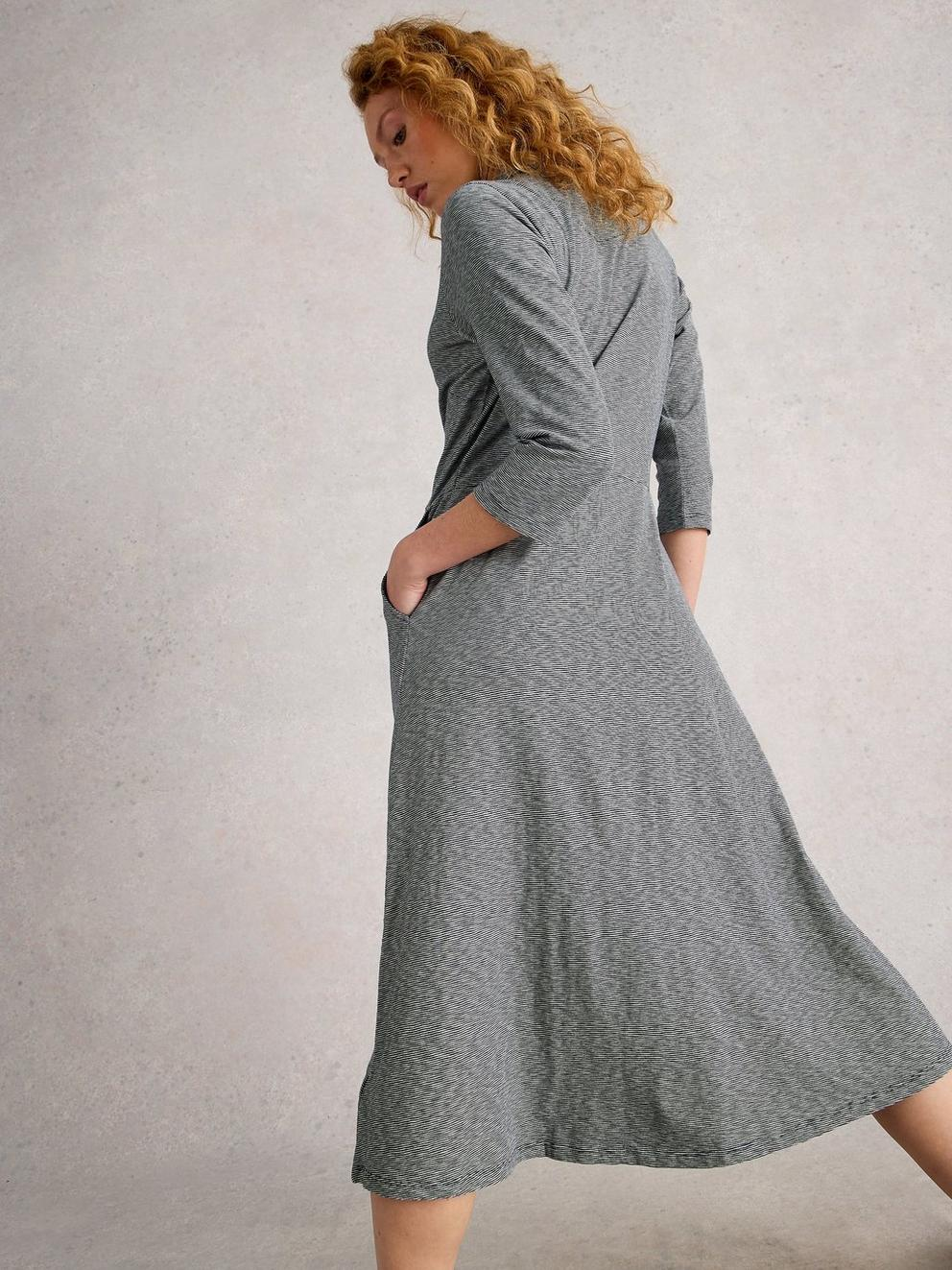 White Stuff Rua Half Placket Dress - Navy Multi