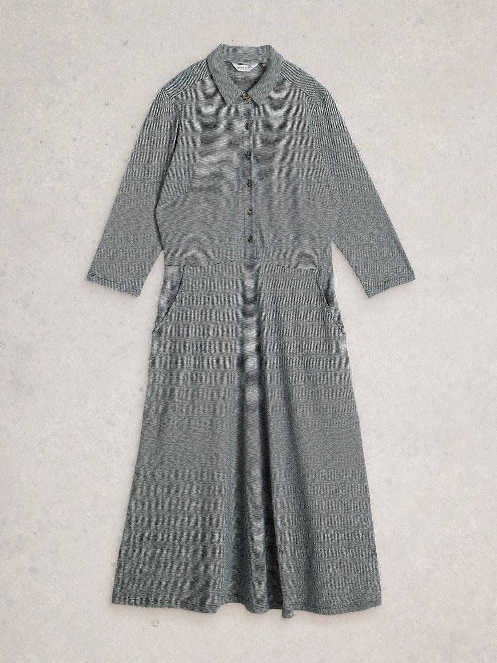 White Stuff Rua Half Placket Dress - Navy Multi