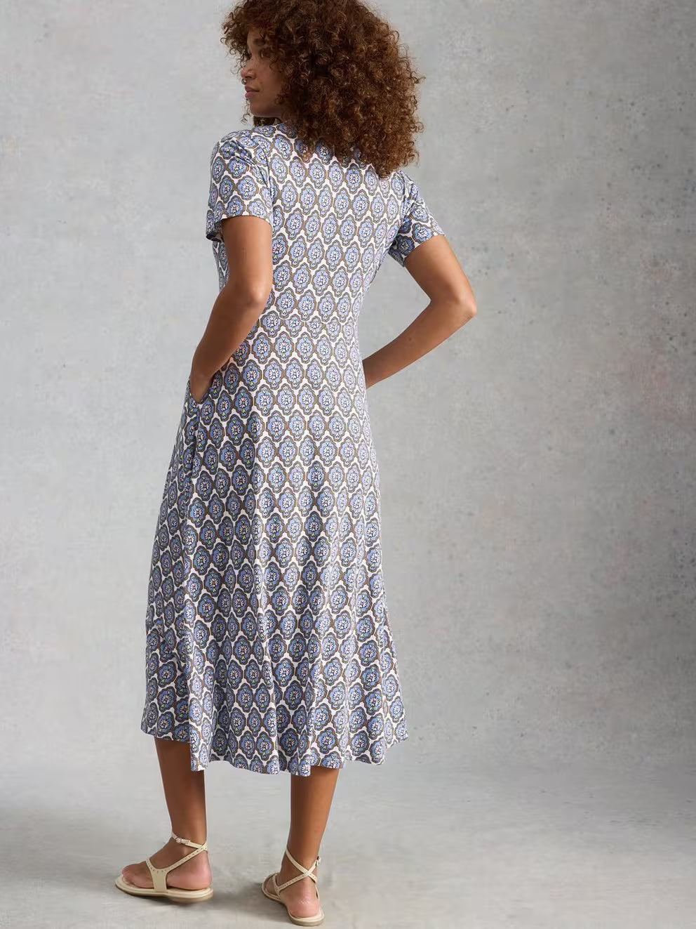 White Stuff Rua Jersey Shirt Dress - Blue Multi