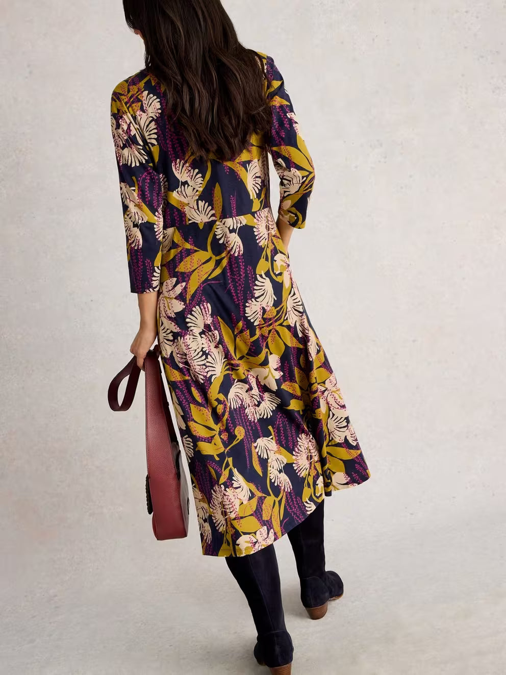 White Stuff Rua Jersey Shirt Dress - Navy Multi