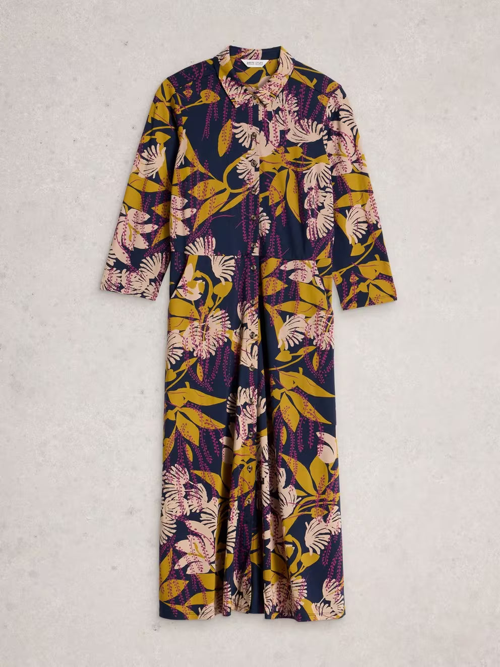 White Stuff Rua Jersey Shirt Dress - Navy Multi