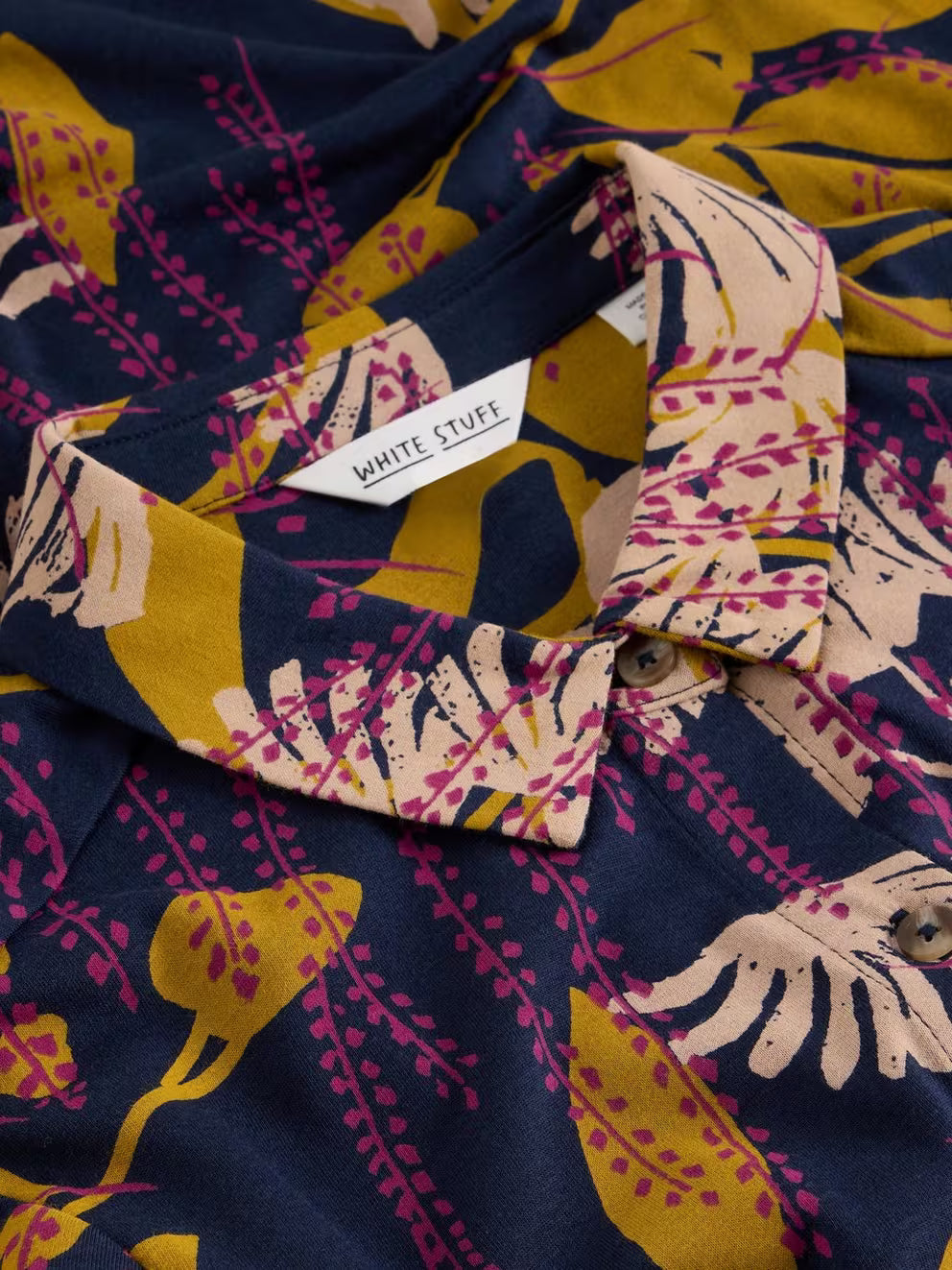 White Stuff Rua Jersey Shirt Dress - Navy Multi