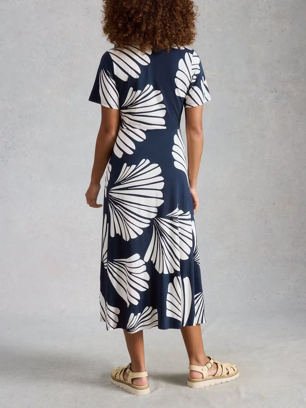 White Stuff Rua Jersey Shirt Dress - Navy Print