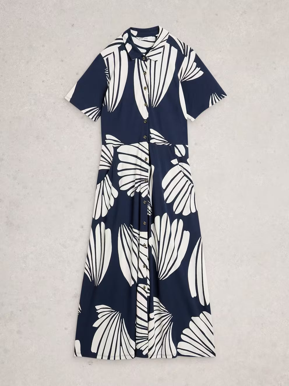 White Stuff Rua Jersey Shirt Dress - Navy Print