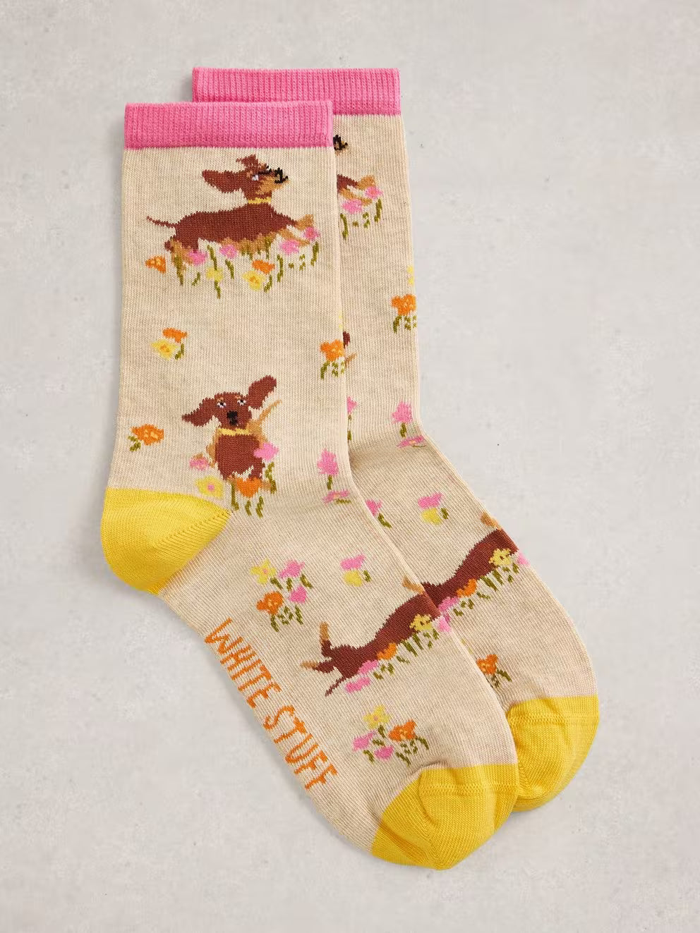 White Stuff Running Sausage Ankle Sock - Natural Multi
